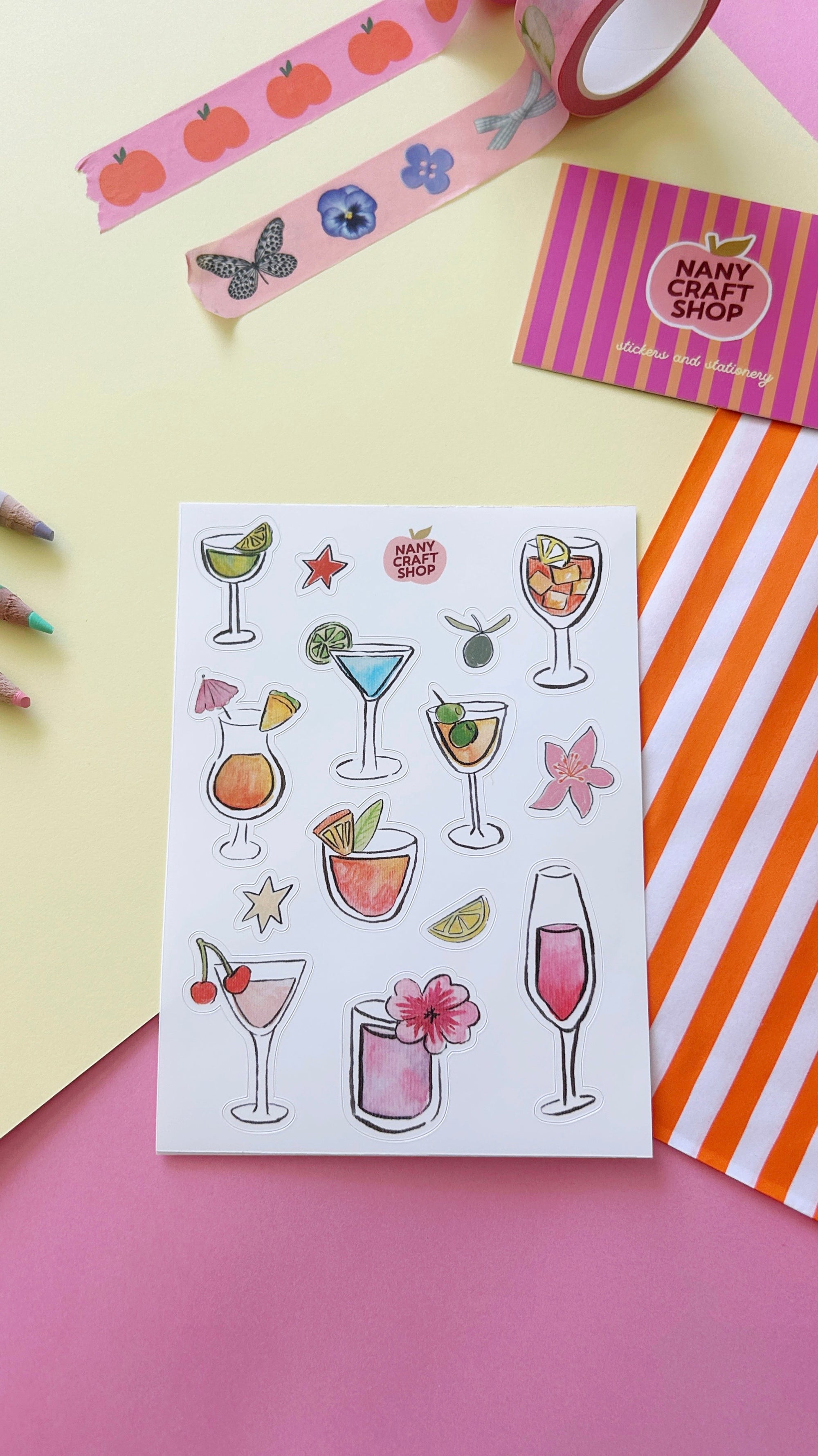 Planche stickers cocktails A6 🍸