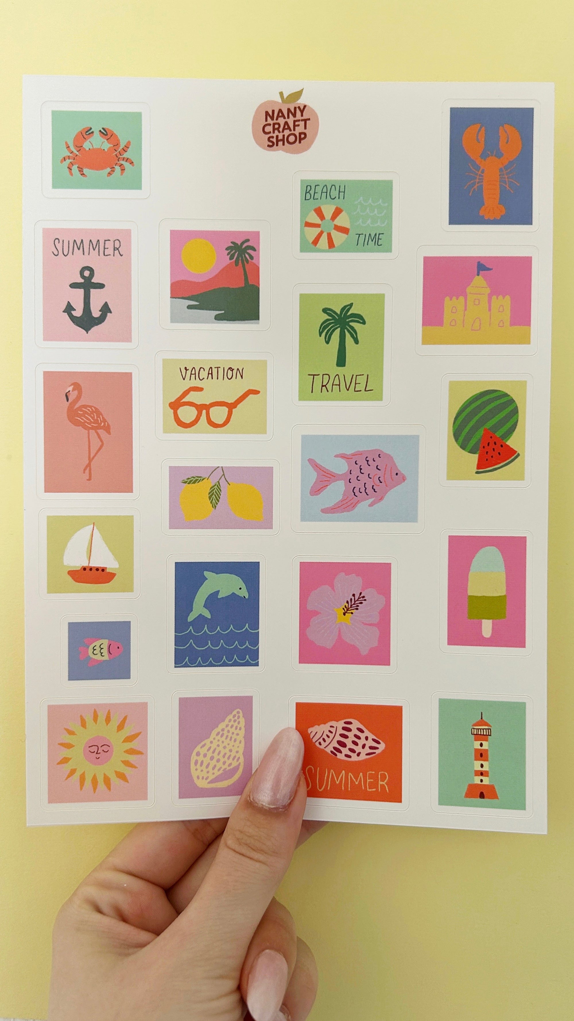 Planche stickers timbres été A5 🌴