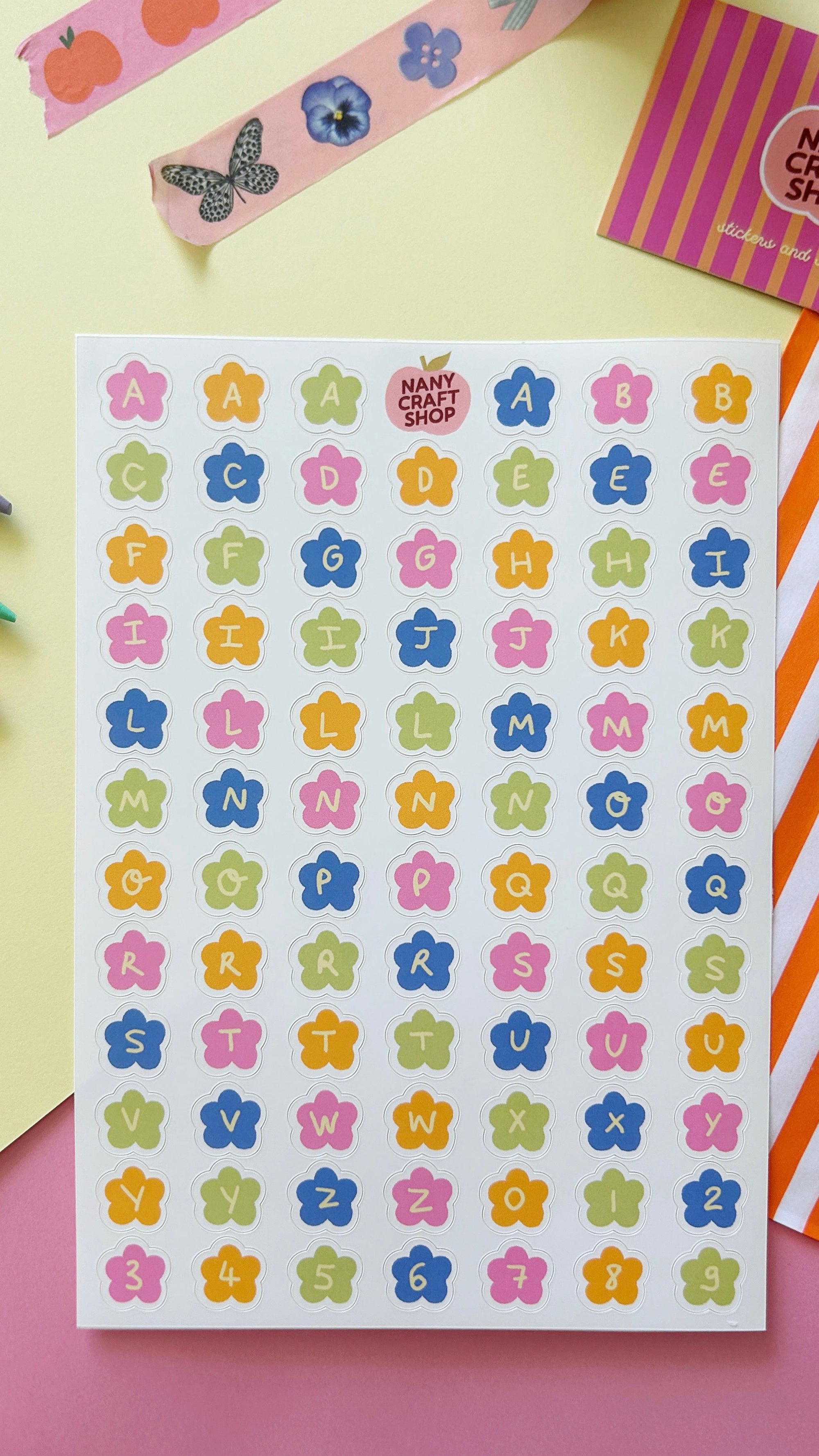 Planche stickers alphabet fleurs A5 🌸