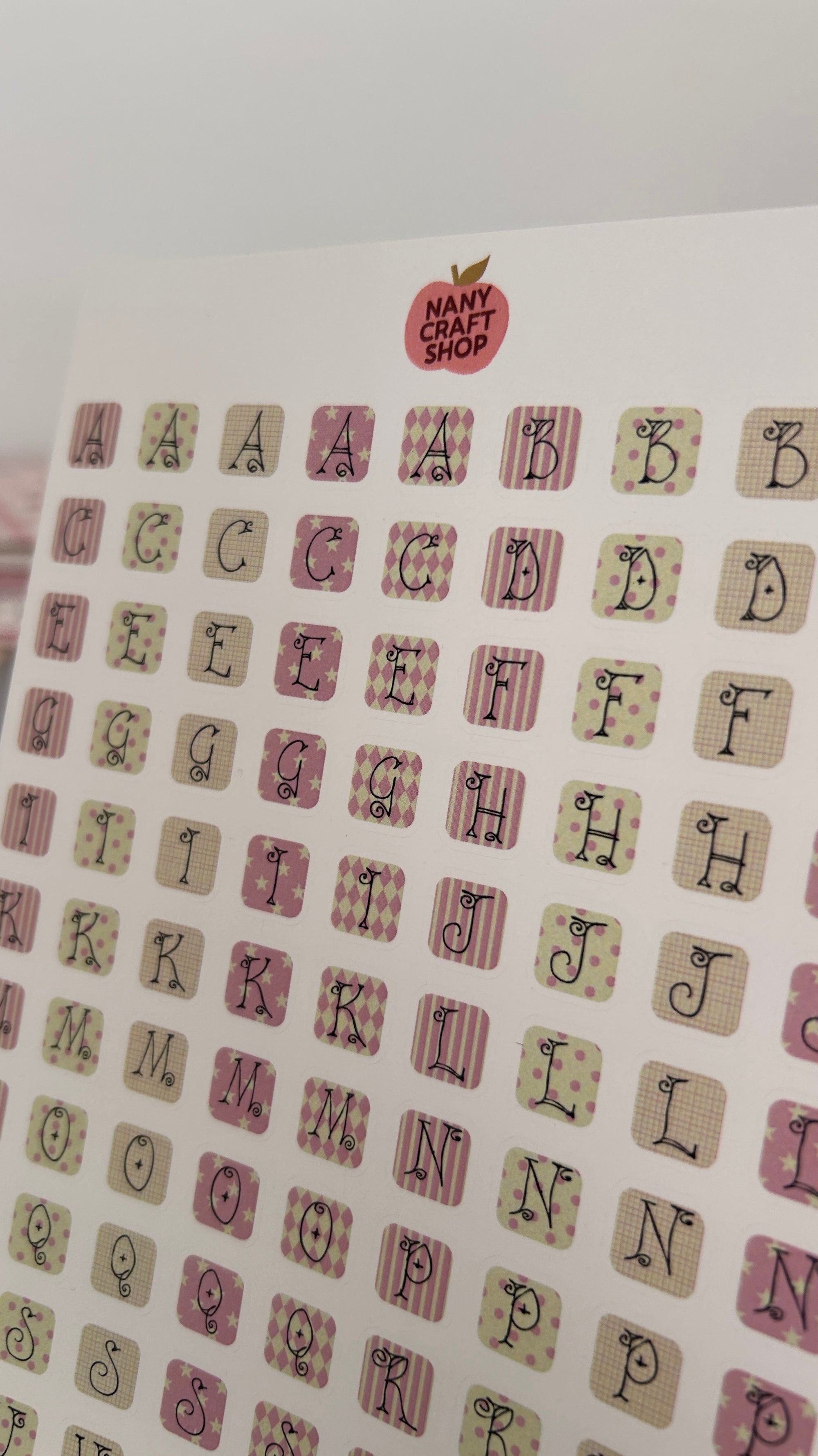 Planche sticker A5 alphabet coquette