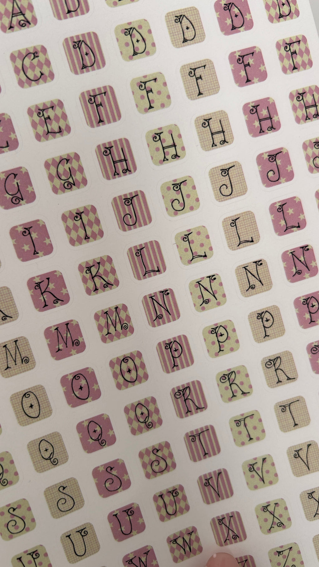 Planche sticker A5 alphabet coquette