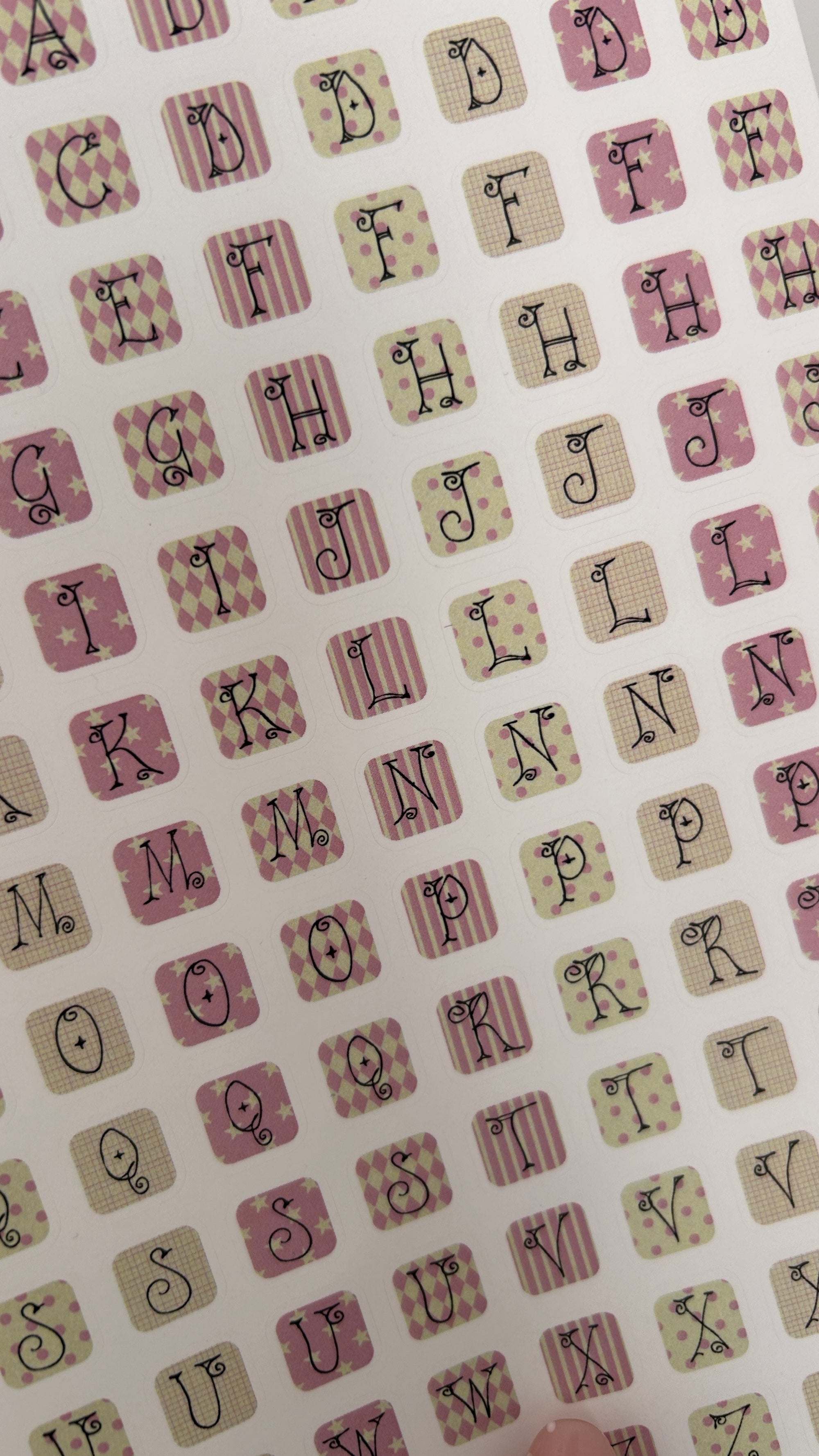 Planche sticker A5 alphabet coquette