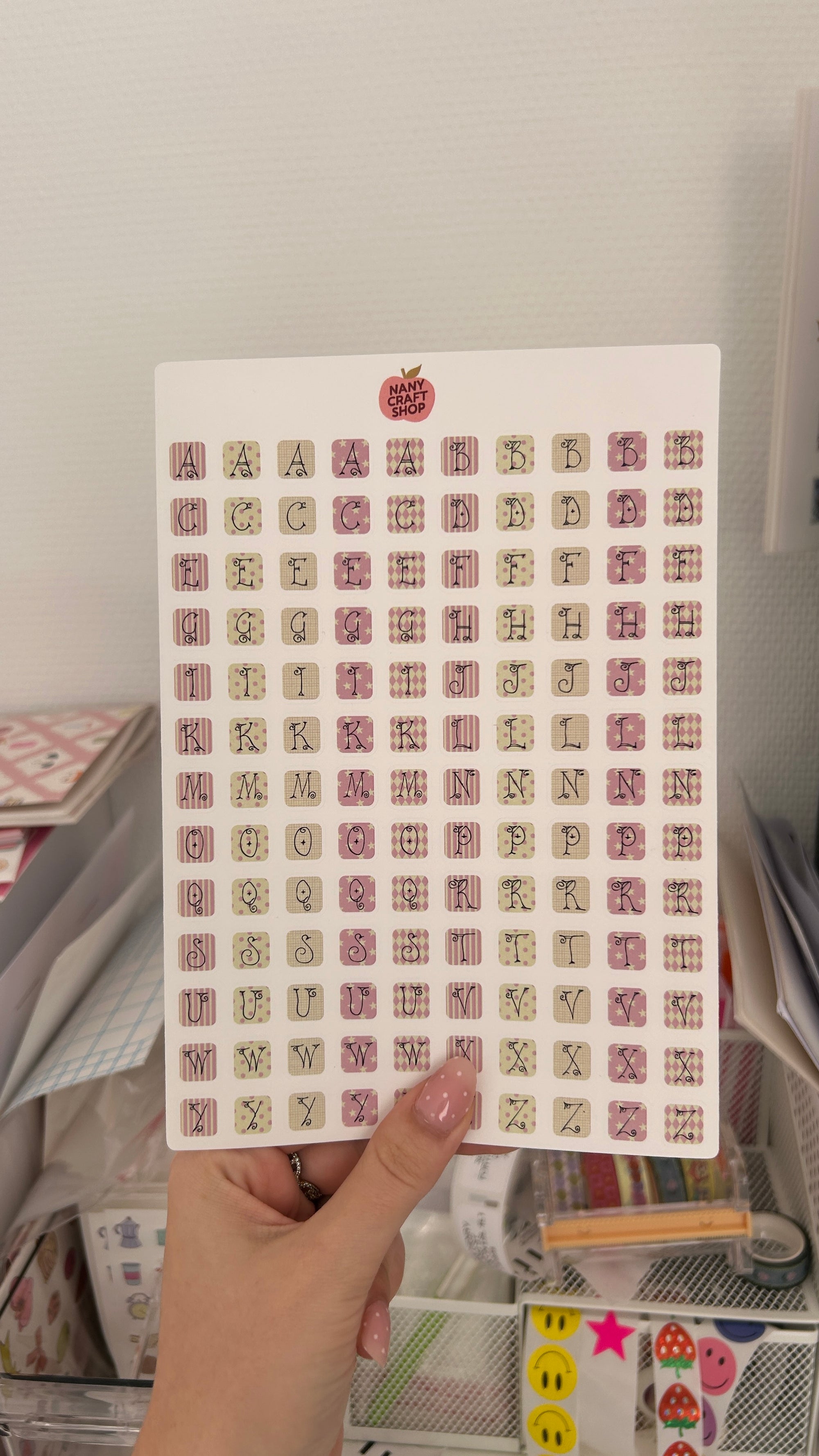Planche sticker A5 alphabet coquette