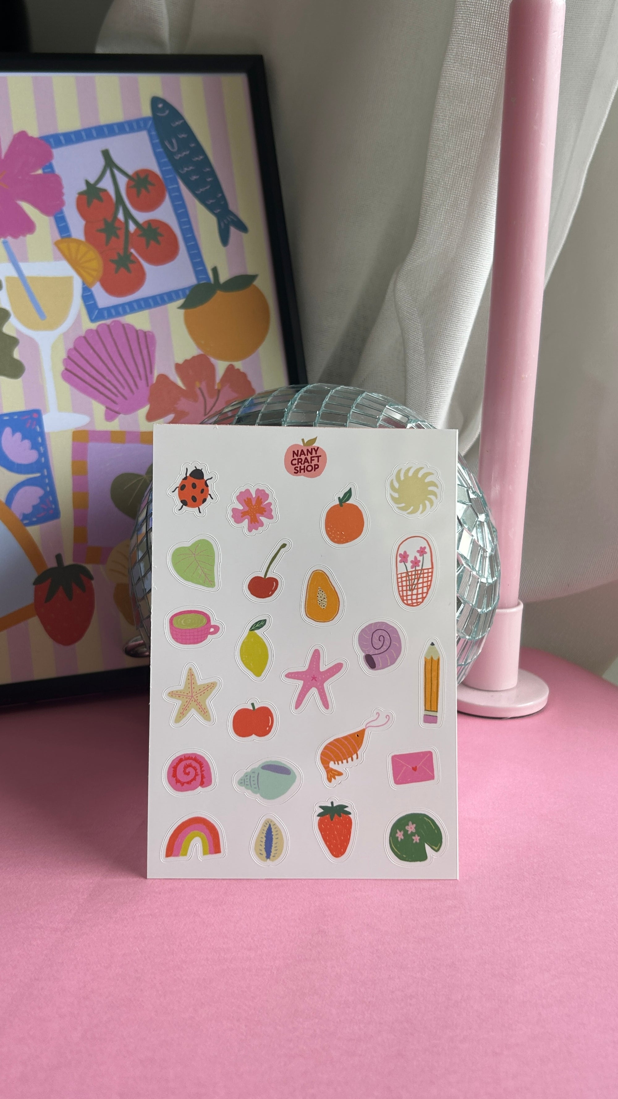 Planche stickers minis dessins été A6 🌈