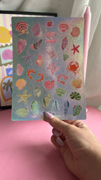 A5 Glitzer-Muschel-Aufkleberbogen ✨