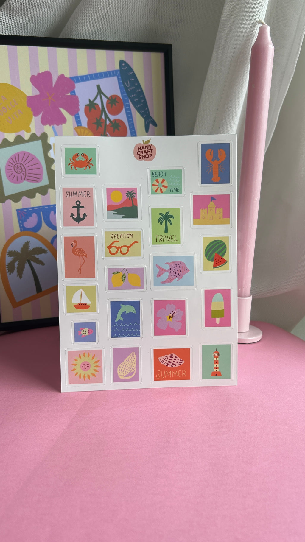 Planche stickers timbres été A5 🌴