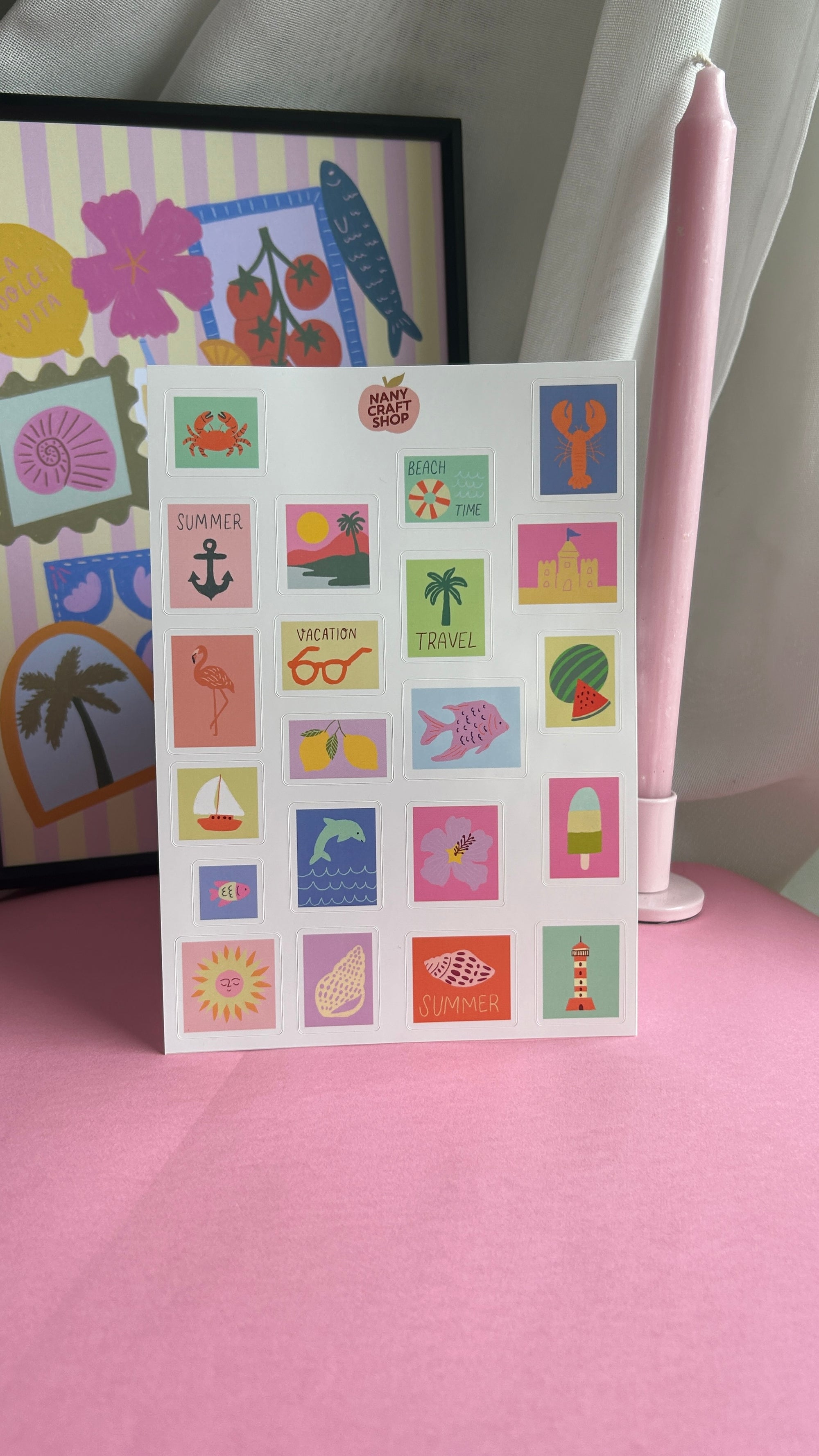 Planche stickers timbres été A5 🌴