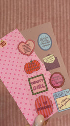 Planche transparente de stickers roses aux messages créatifs et motifs colorés pour journaling et papeterie par Nany Craft Shop