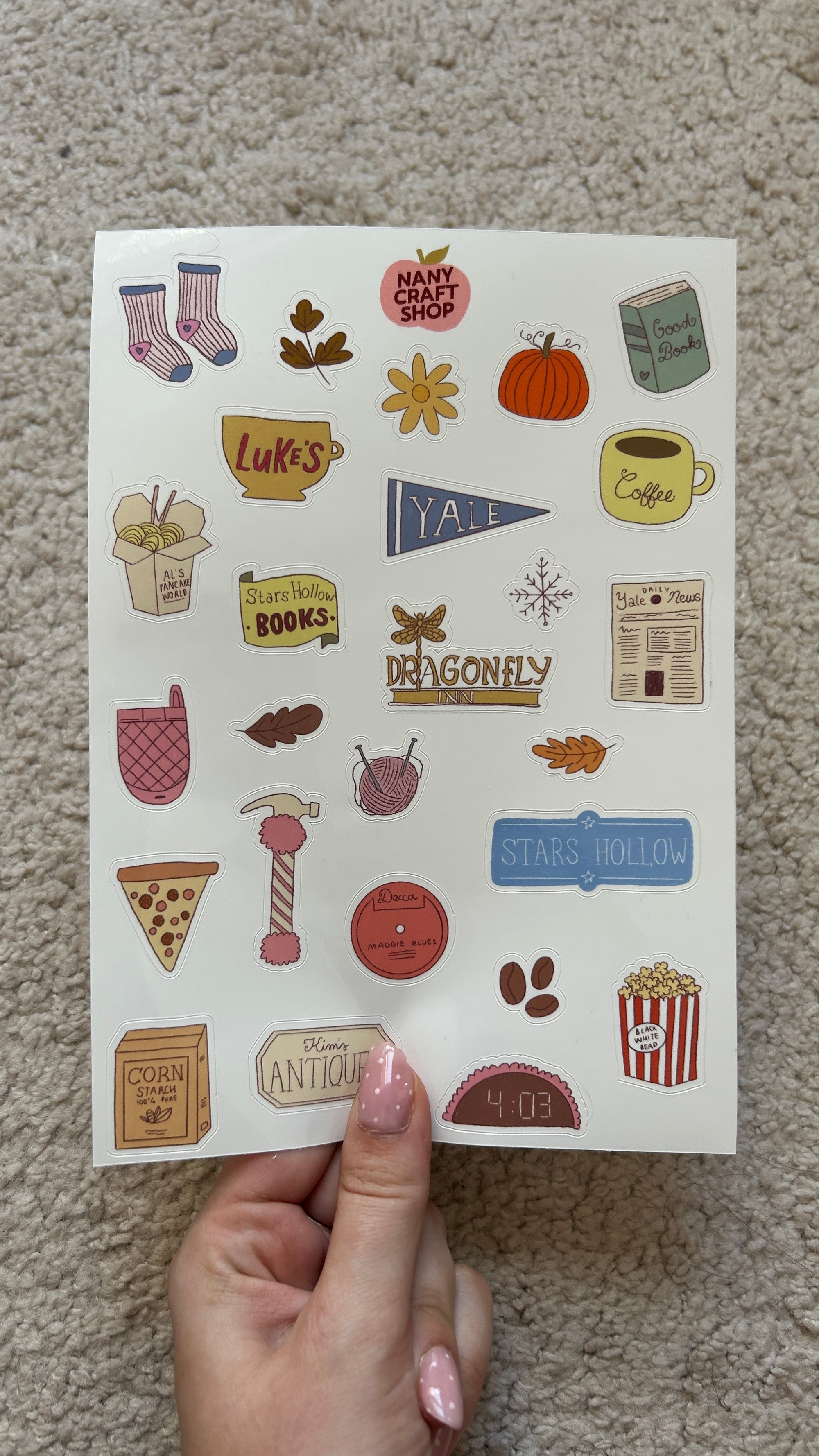 Planche stickers Gilmore Girls inspiration