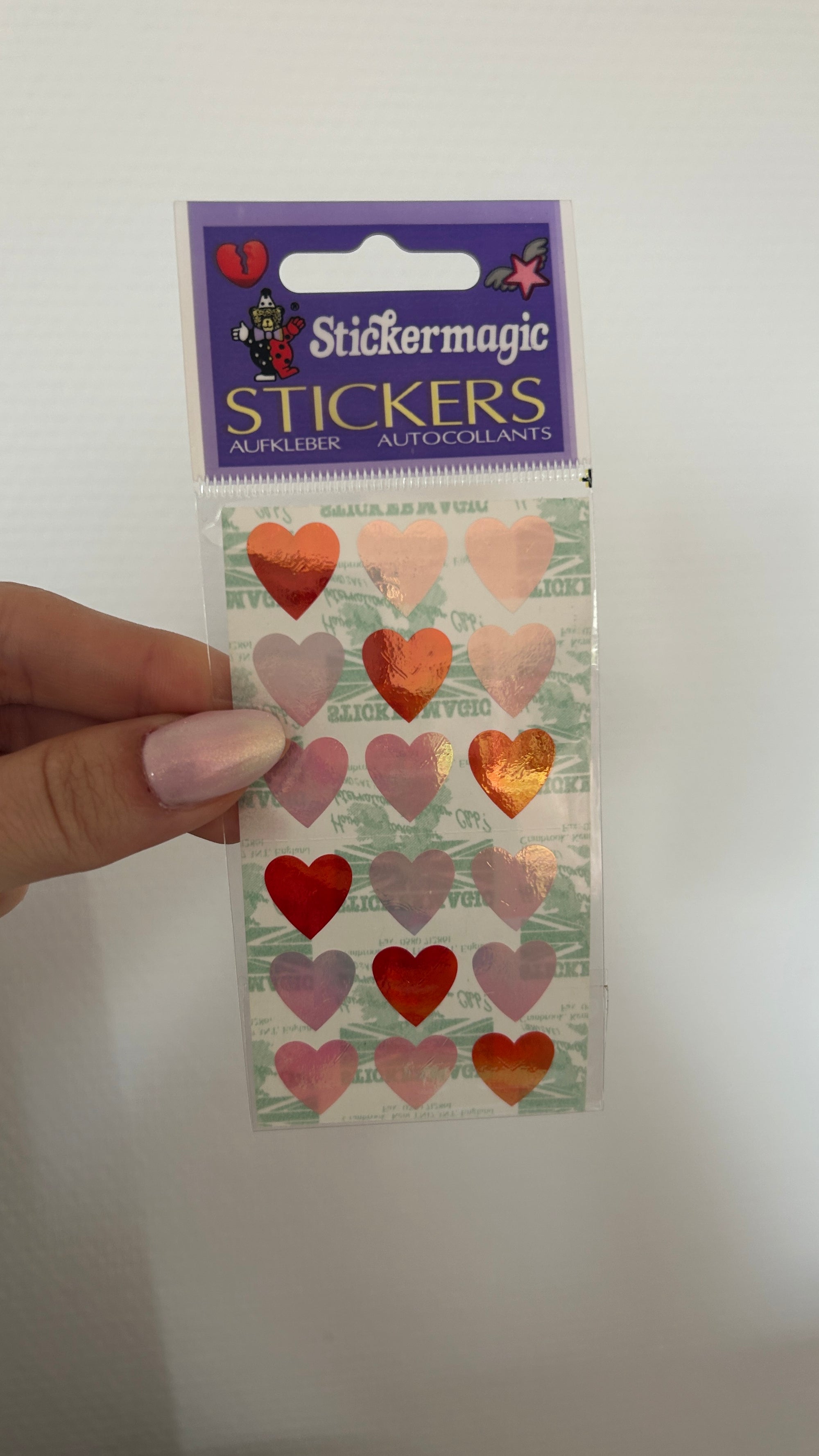 Sticker Magic Coeurs Rose et Rouge Holographiques