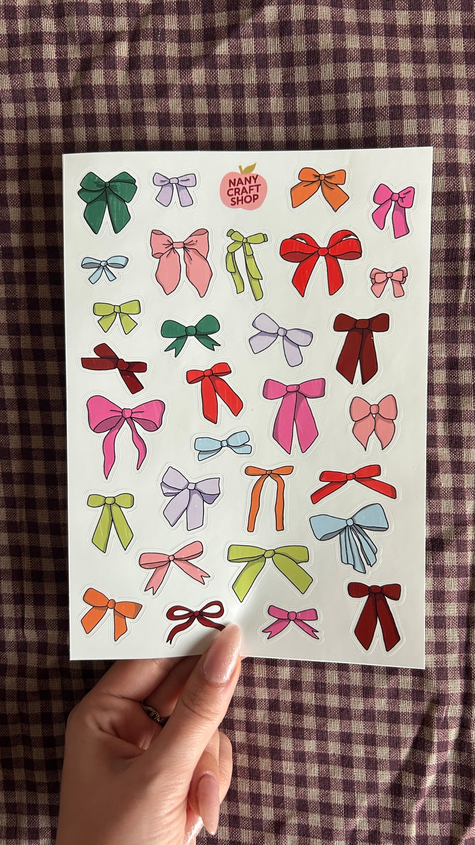 Planche de stickers noeuds multicolores A5 🎀