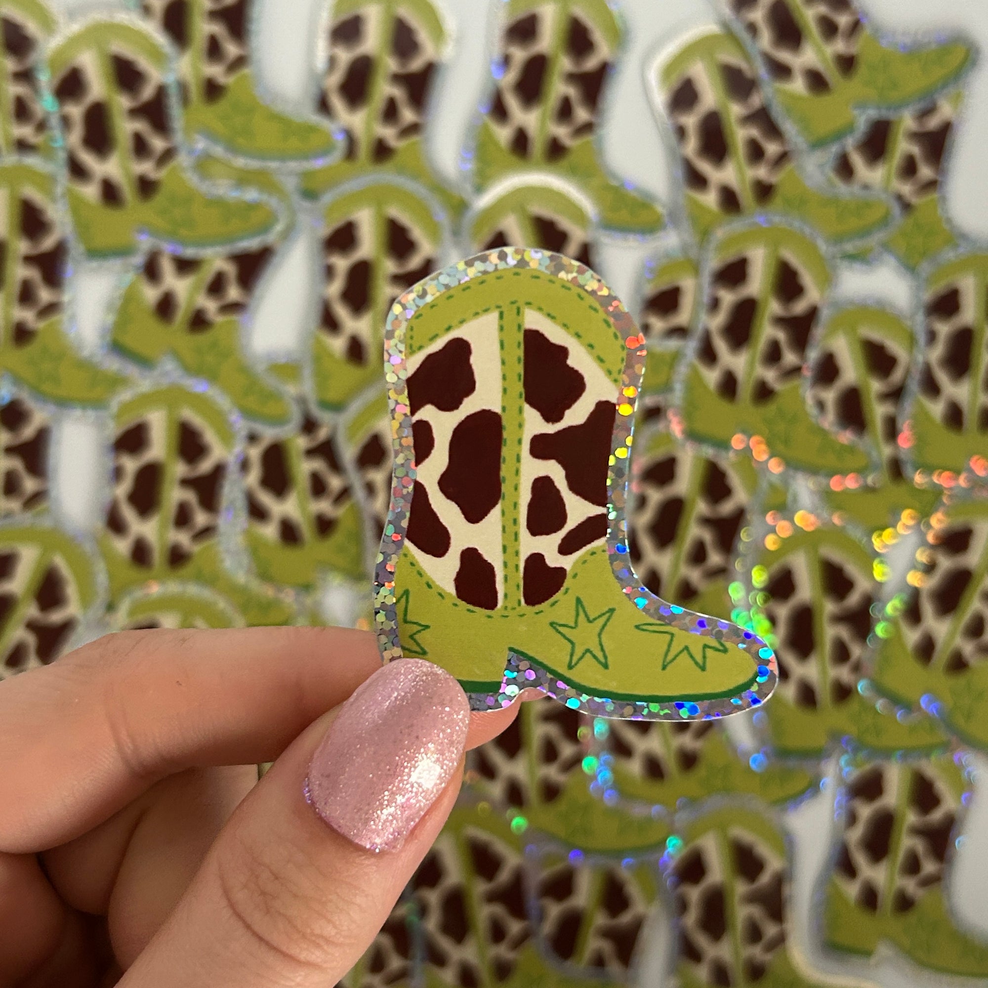 Sticker Botte Cowgirl Vache