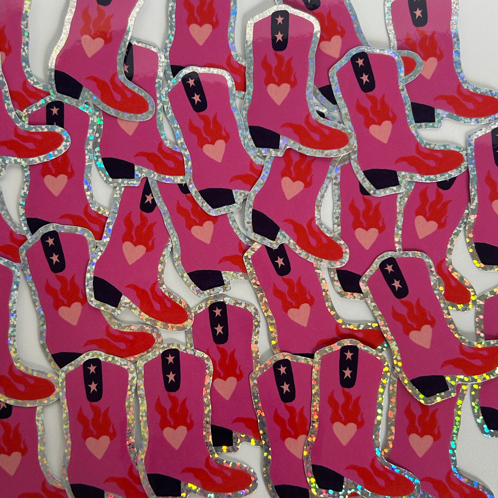 Sticker Bottes Cowgirl Coeur