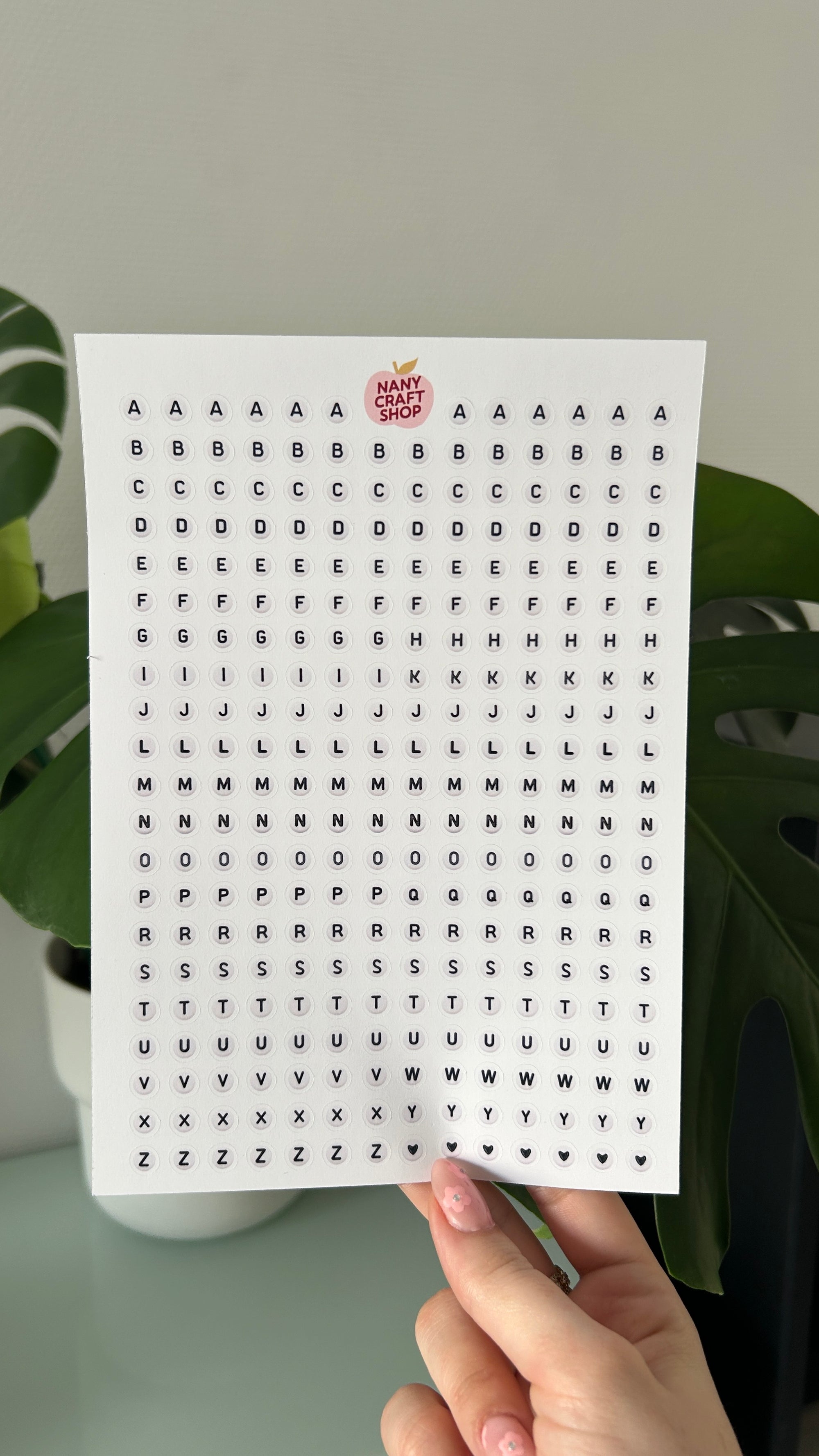 Planche sticker alphabet boutons A5