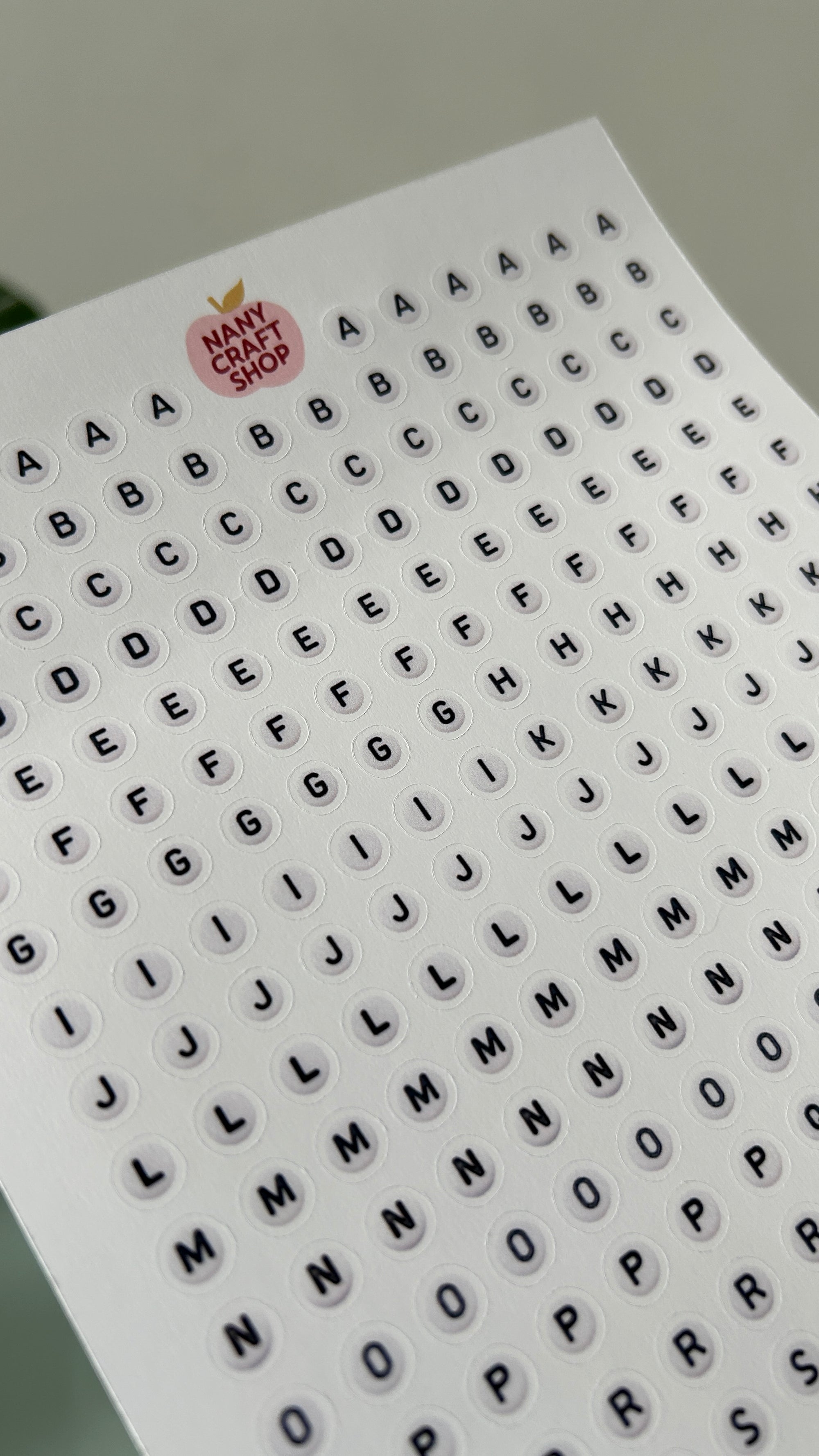 Planche sticker alphabet boutons A5