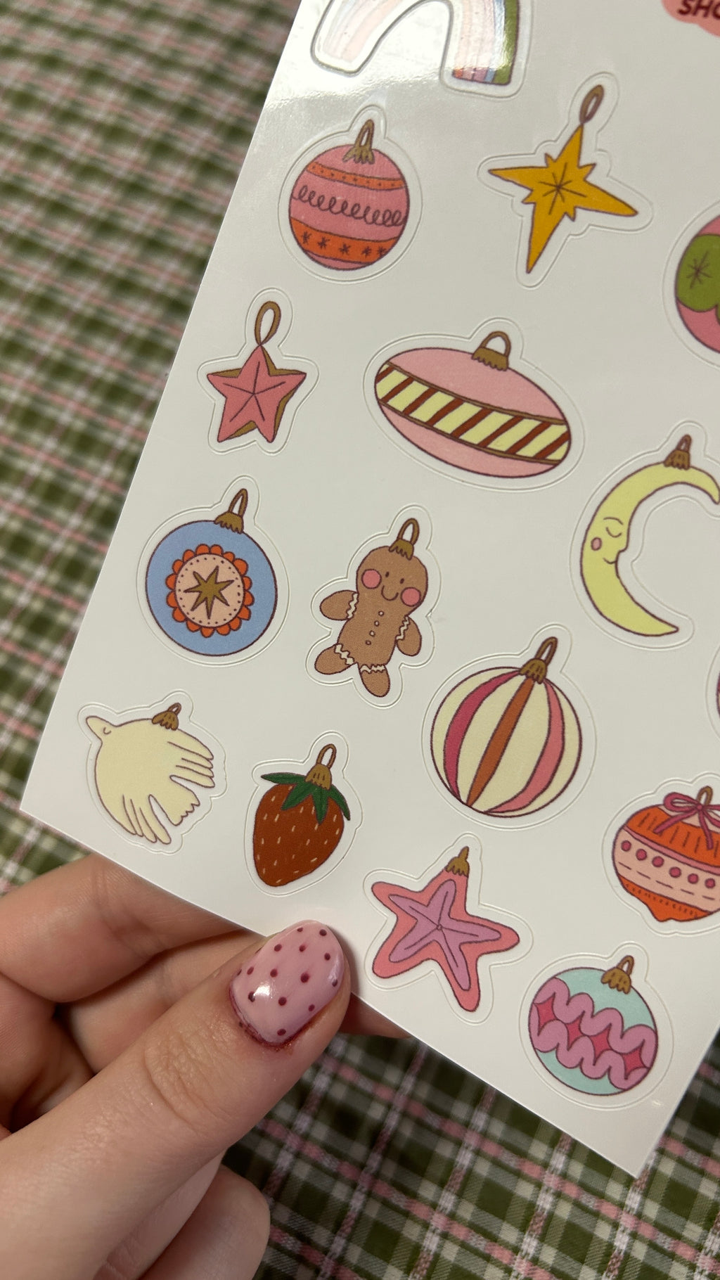 Planche stickers boules de Noël A6 🎄