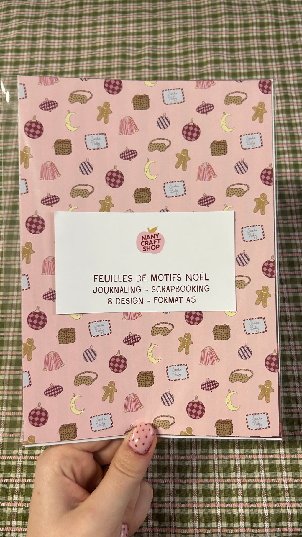 Kit feuilles de motifs de Noël A5 x8