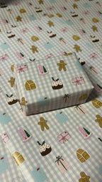 Papier cadeau vichy bleu Noël 🎄