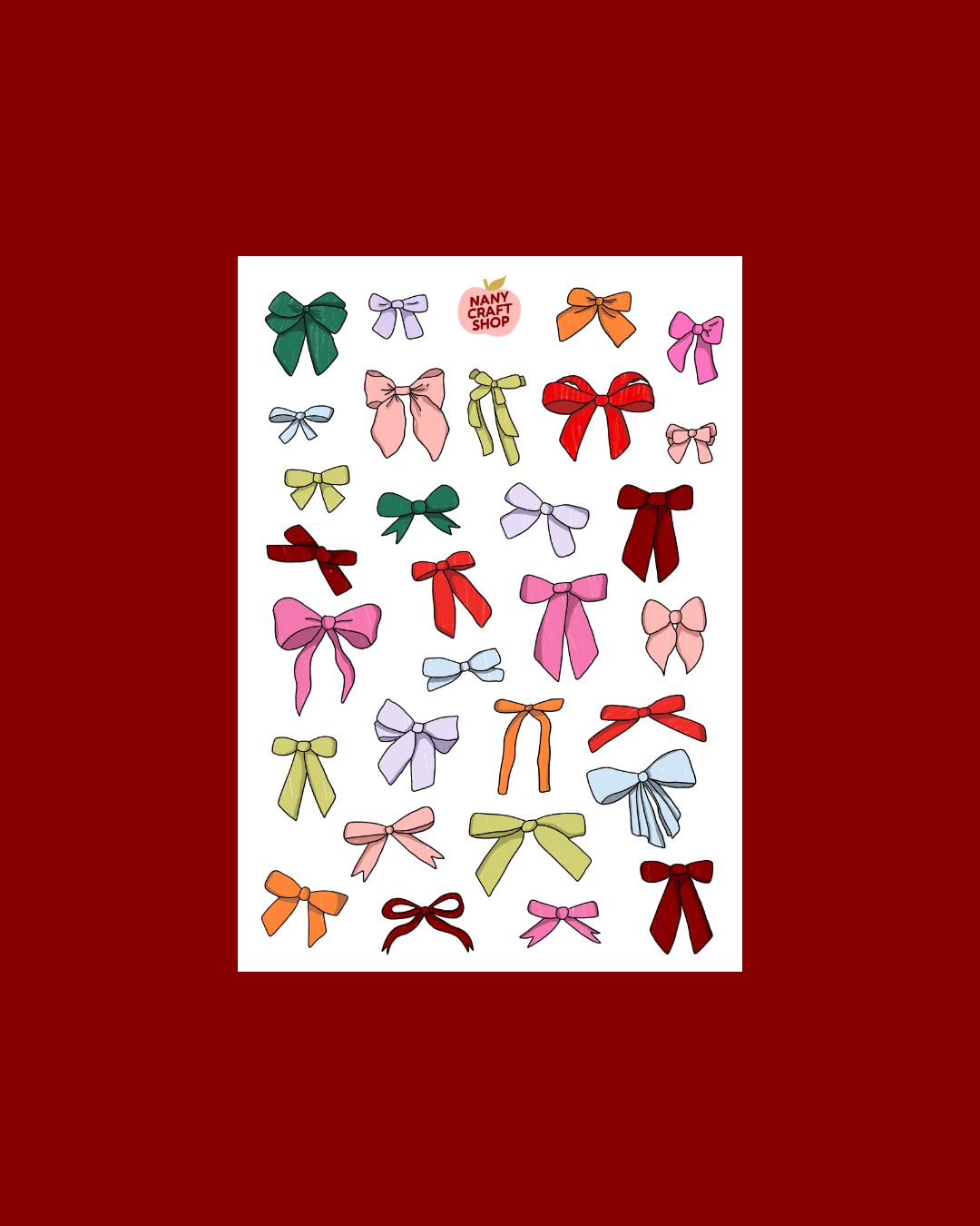 Planche de stickers noeuds multicolores A5 🎀