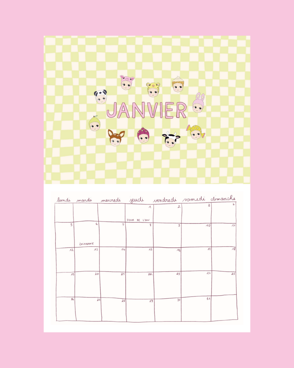 Calendrier 2026 - A4 - planche de stickers comprise !