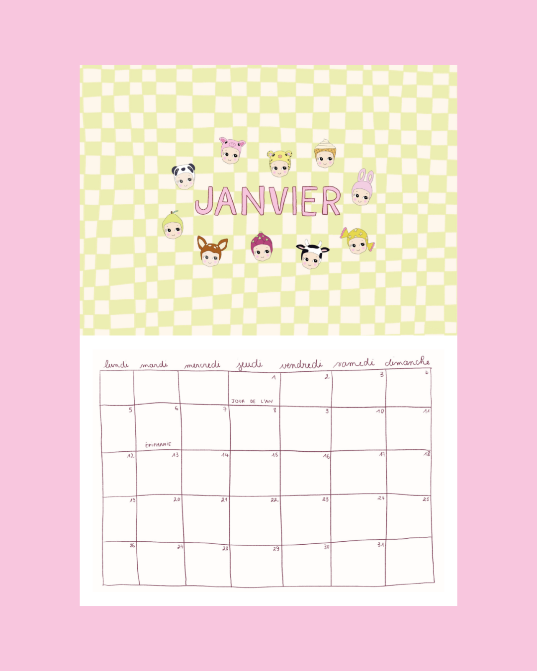 Calendrier 2026 - A4 - planche de stickers comprise !