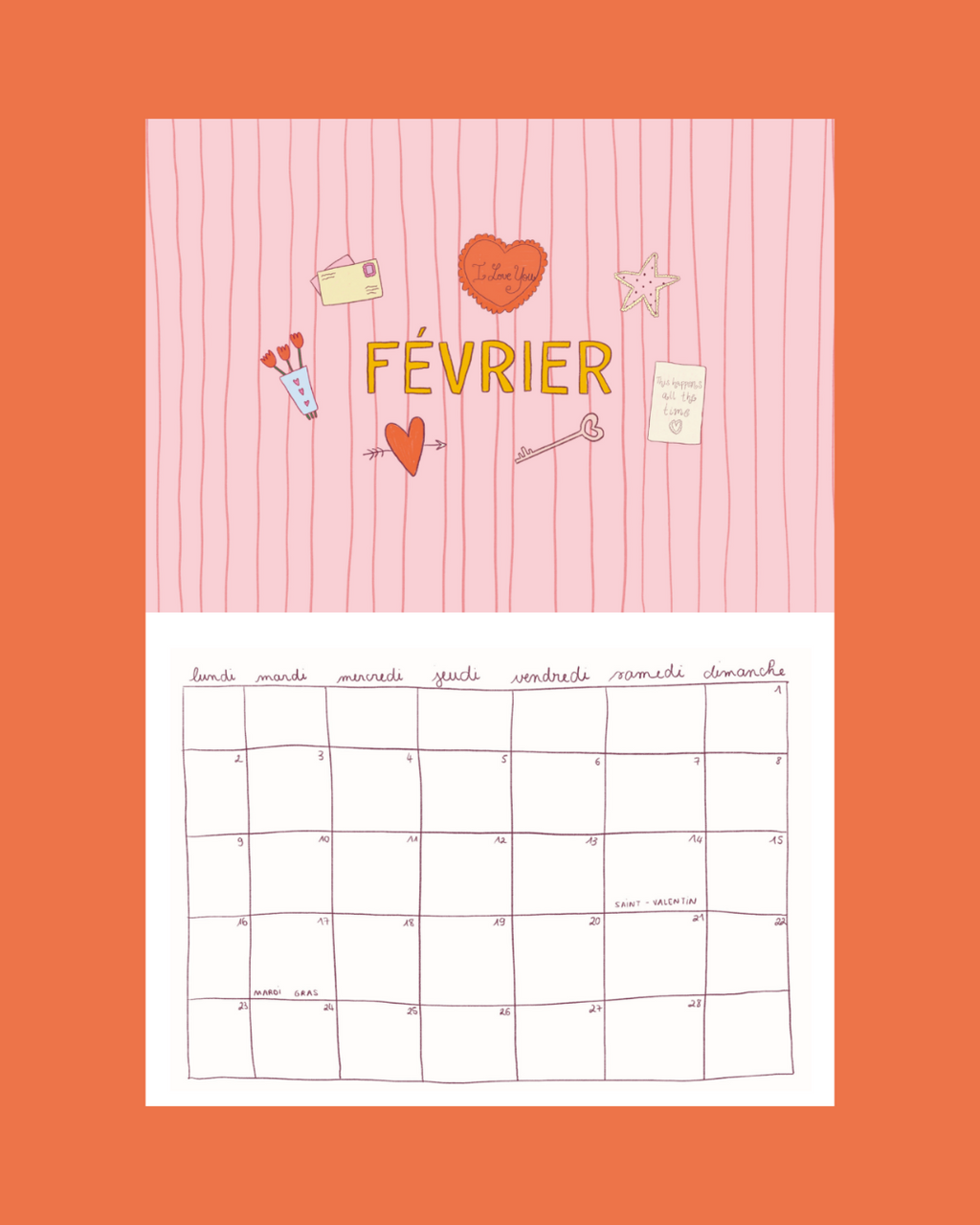 Calendrier 2026 - A4 - planche de stickers comprise !