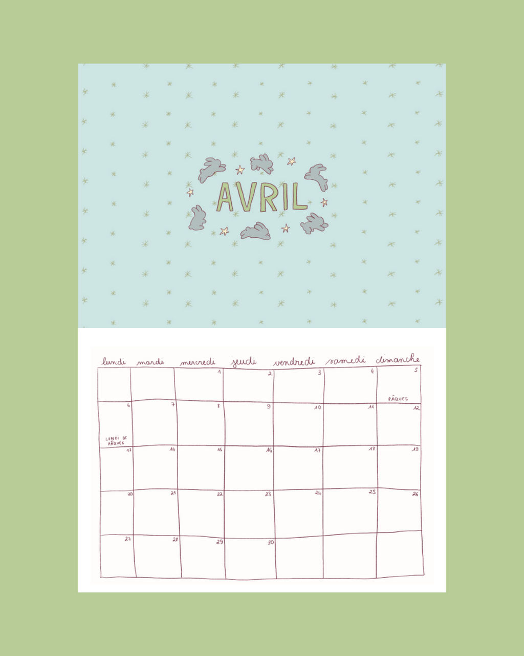 Calendrier 2026 - A4 - planche de stickers comprise !