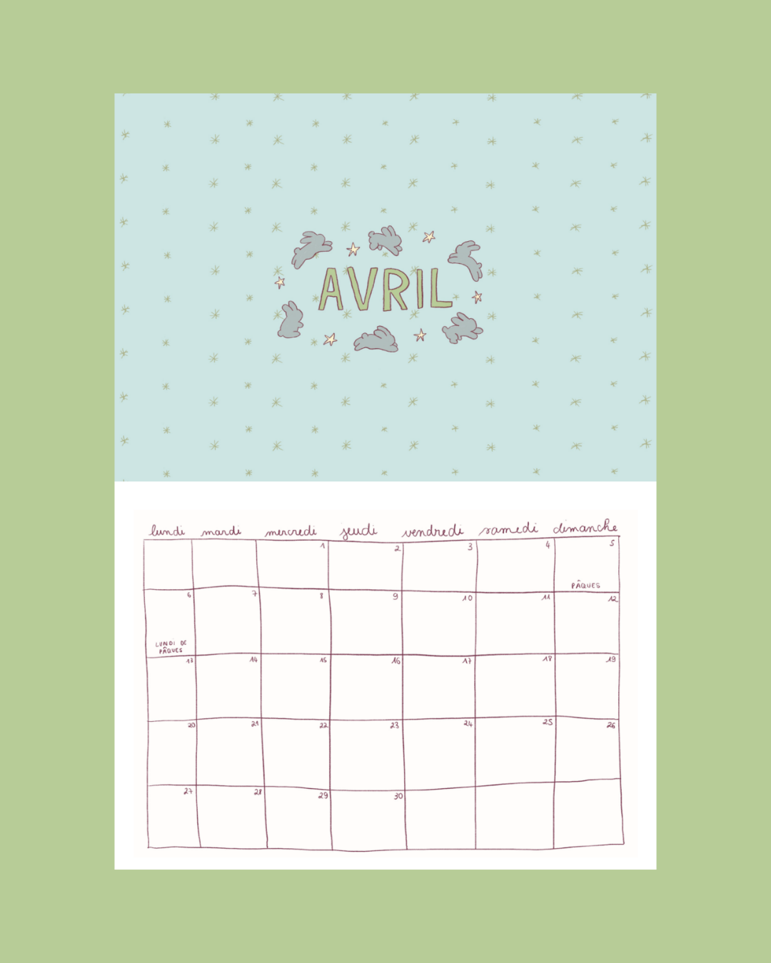 Calendrier 2026 - A4 - planche de stickers comprise !