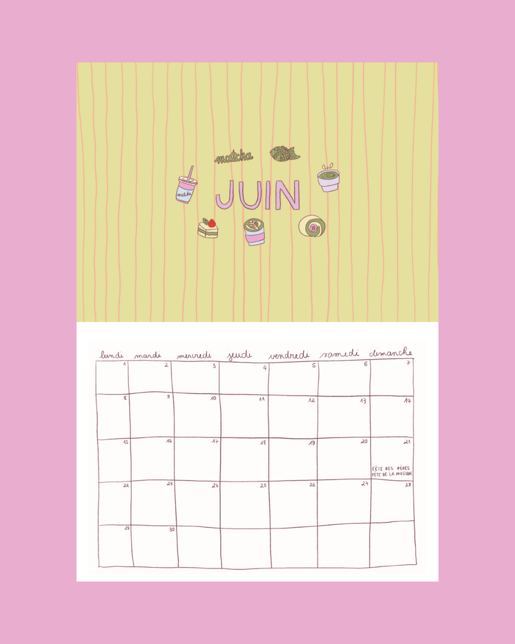 Calendrier 2026 - A4 - planche de stickers comprise !