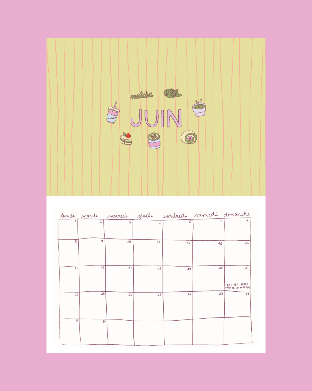 Calendrier 2026 - A4 - planche de stickers comprise !