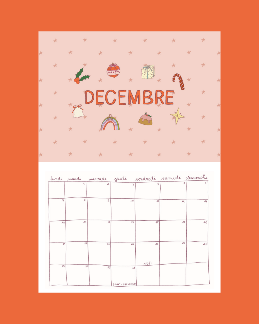 Calendrier 2026 - A4 - planche de stickers comprise !