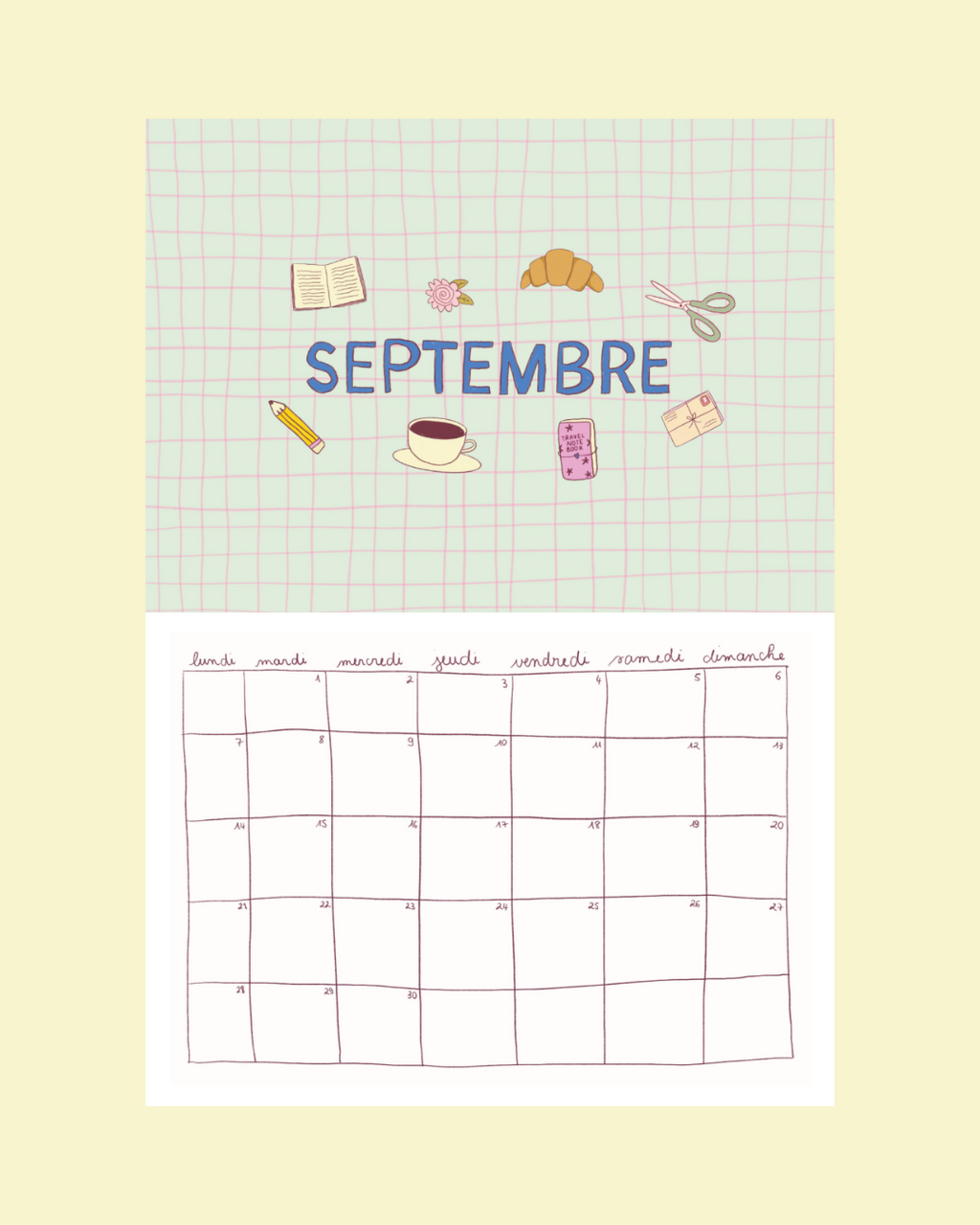 Calendrier 2026 - A4 - planche de stickers comprise !
