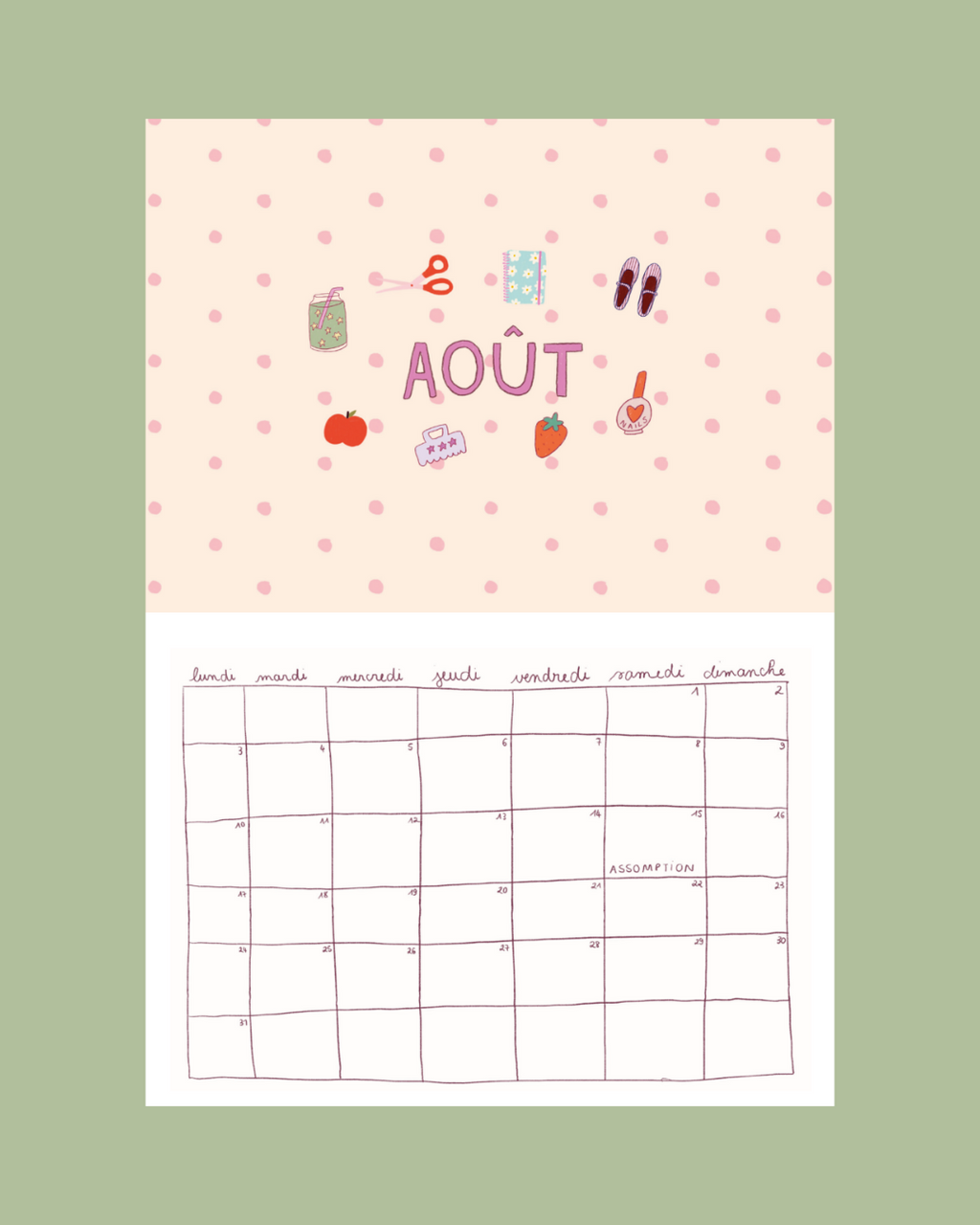 Calendrier 2026 - A4 - planche de stickers comprise !