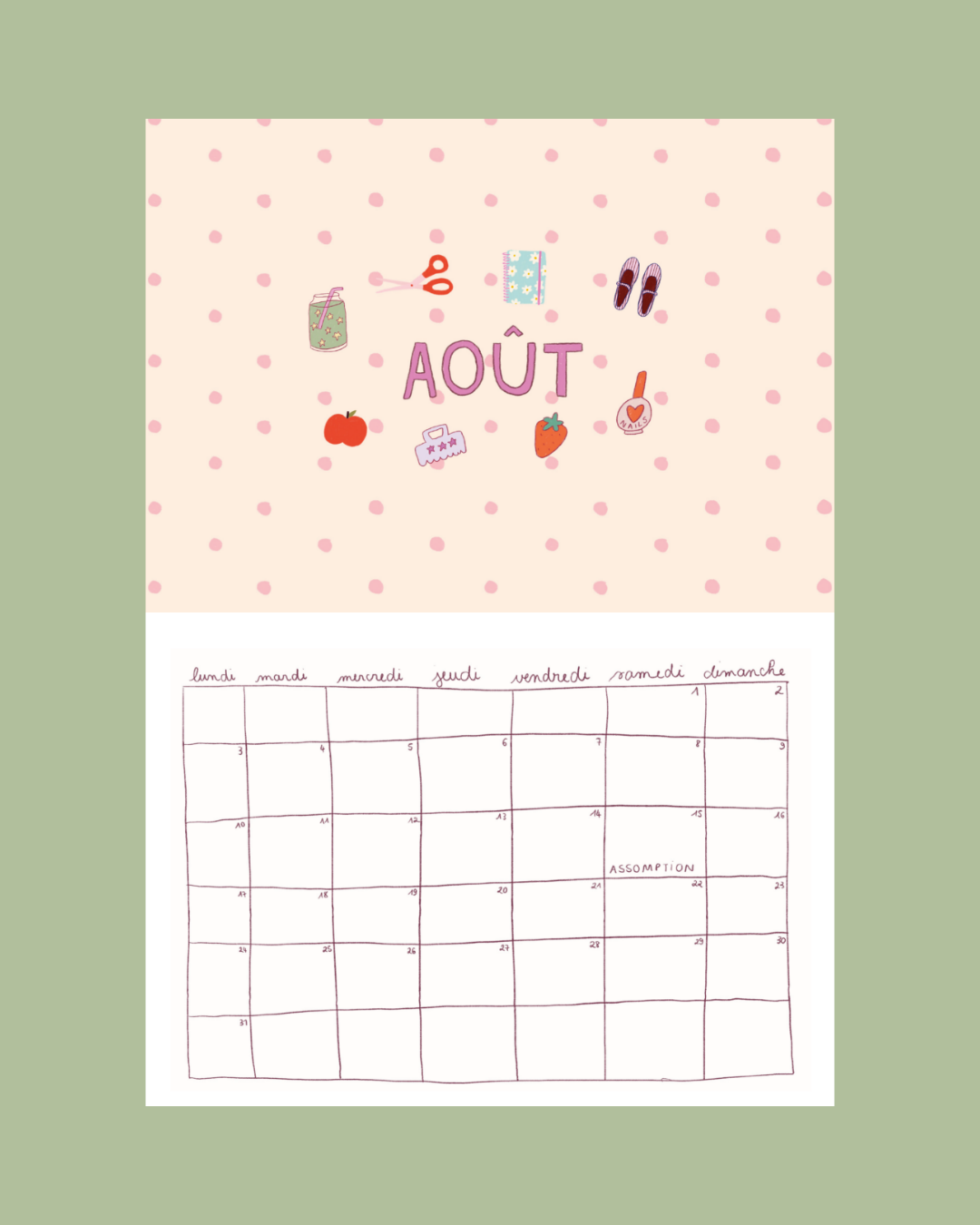 Calendrier 2026 - A4 - planche de stickers comprise !