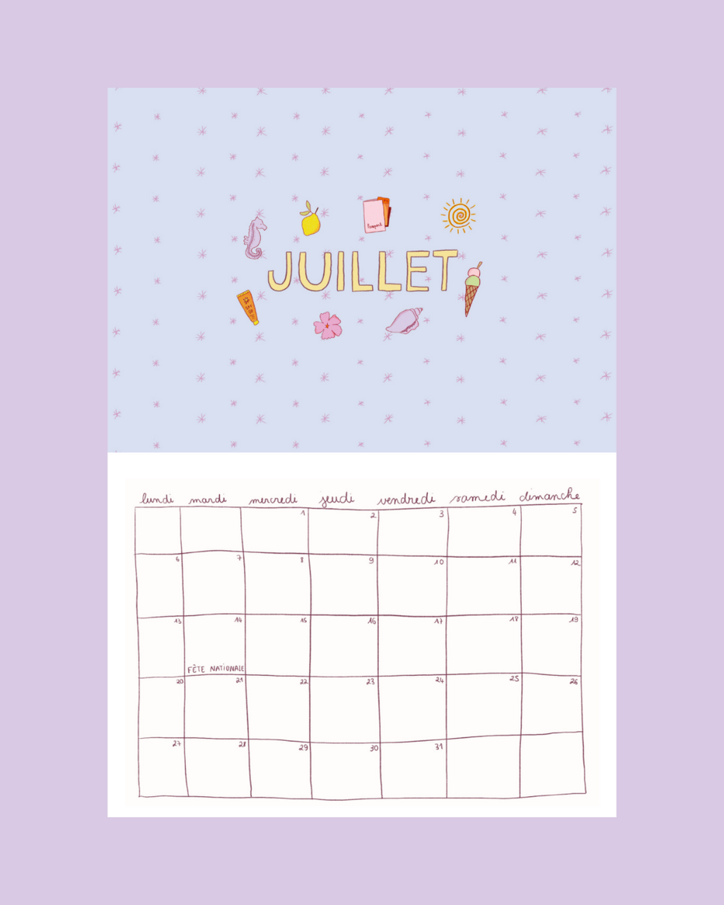 Calendrier 2026 - A4 - planche de stickers comprise !