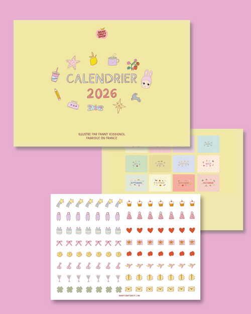 Calendrier 2026 - A4 - planche de stickers comprise !