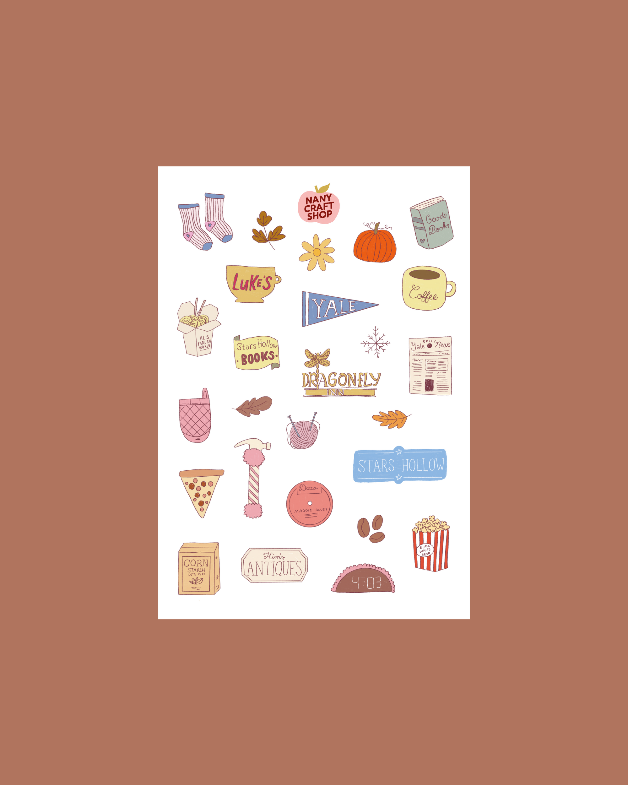 Planche stickers Gilmore Girls inspiration