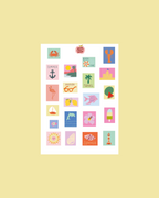 Planche stickers timbres été A5 🌴