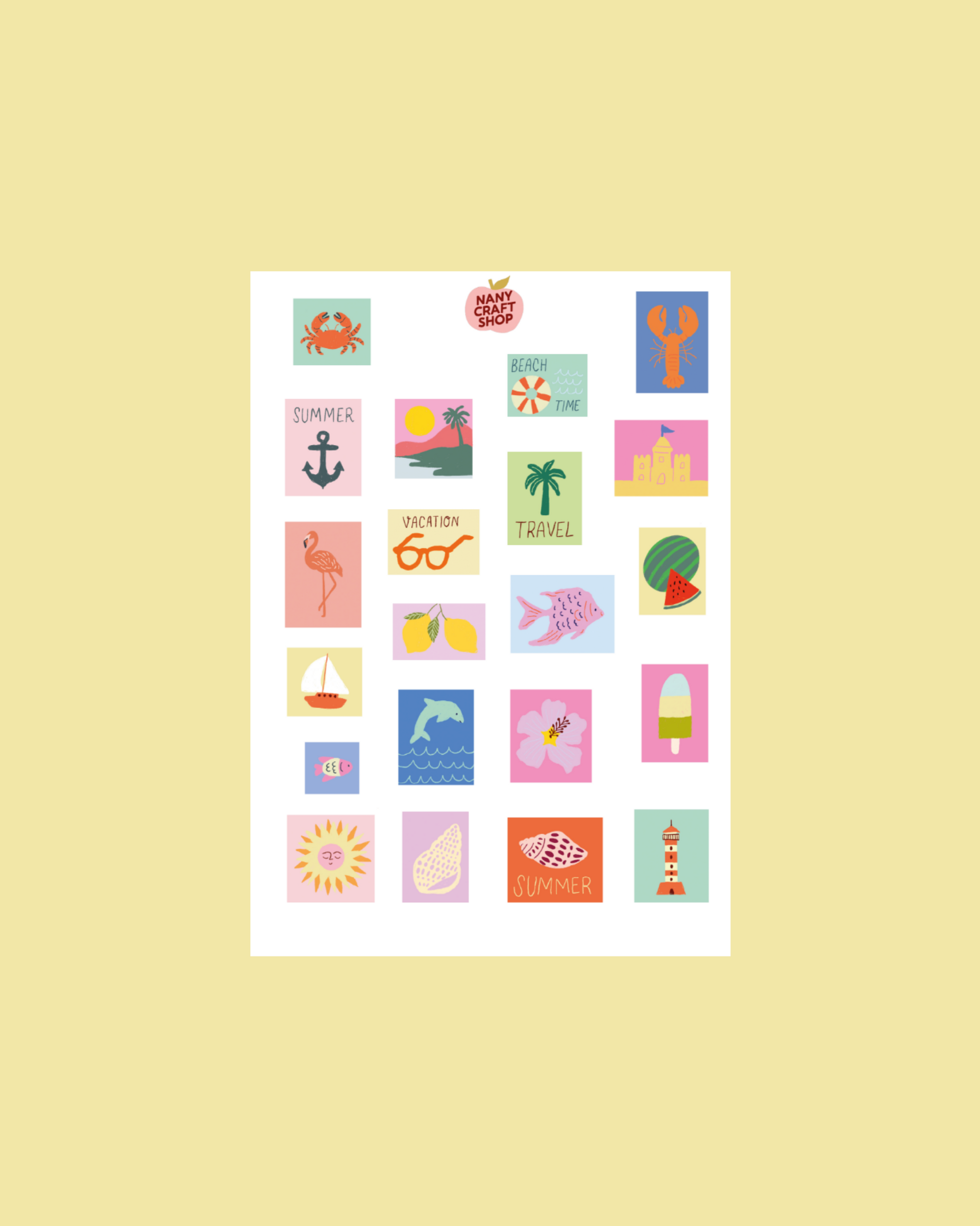 Planche stickers timbres été A5 🌴