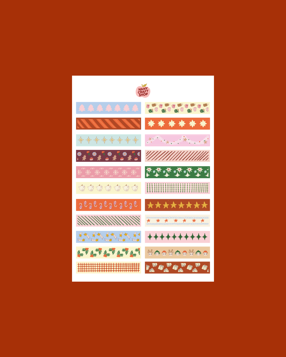 Planche stickers washi tape Noël A5 🎄