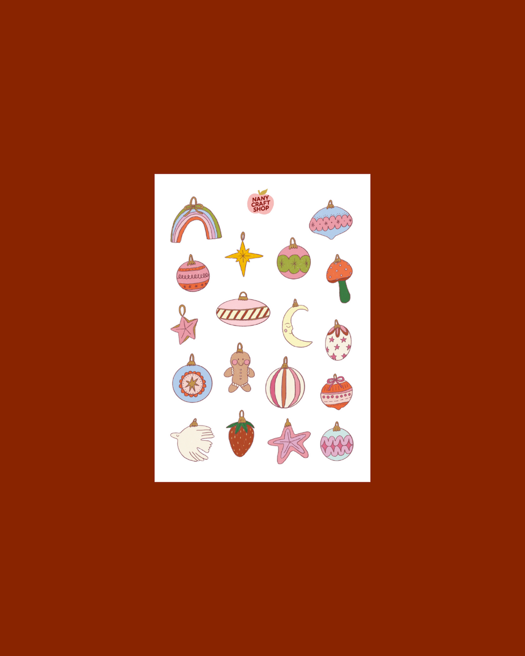 Planche stickers boules de Noël A6 🎄