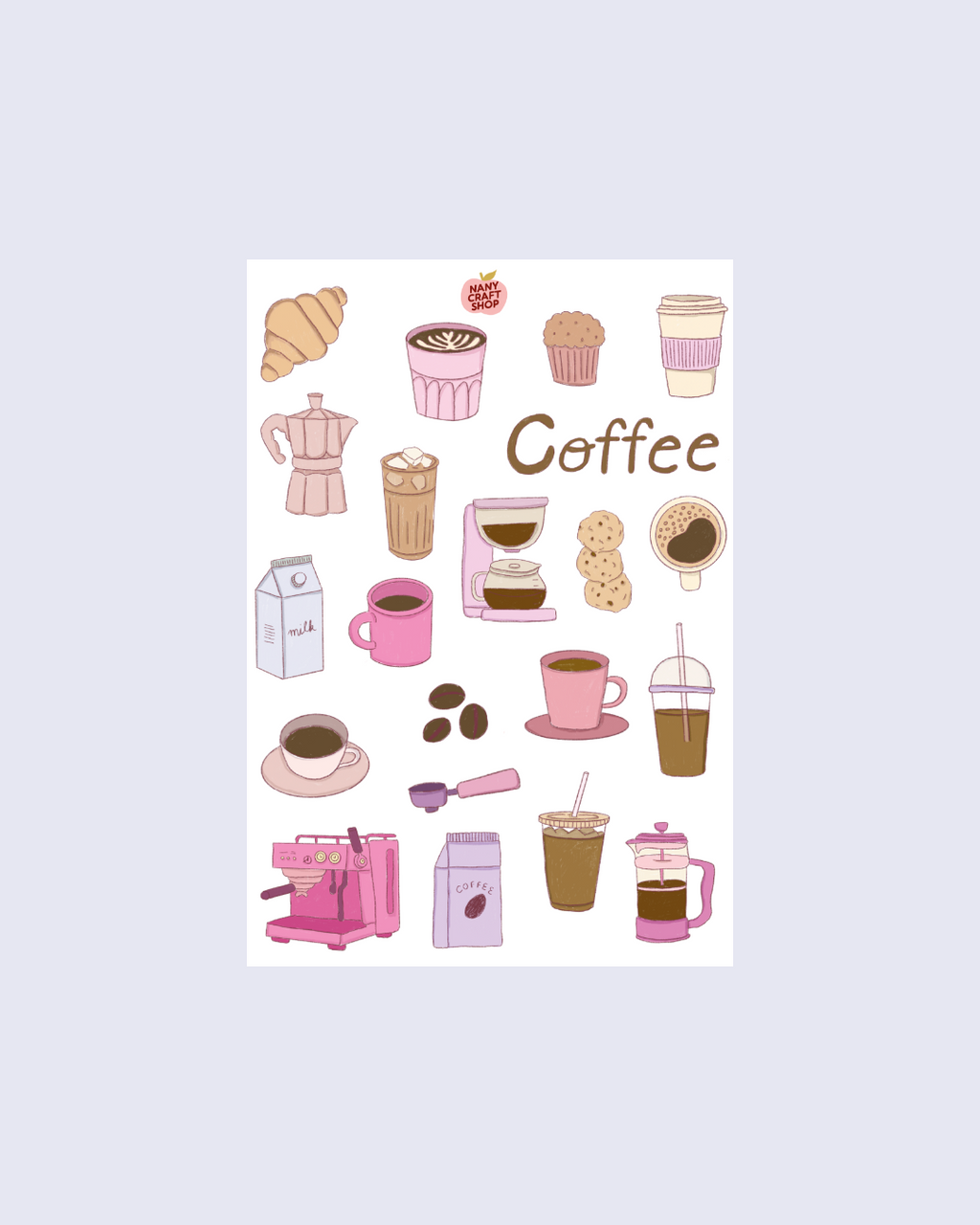 Planche stickers Café A5 ☕️