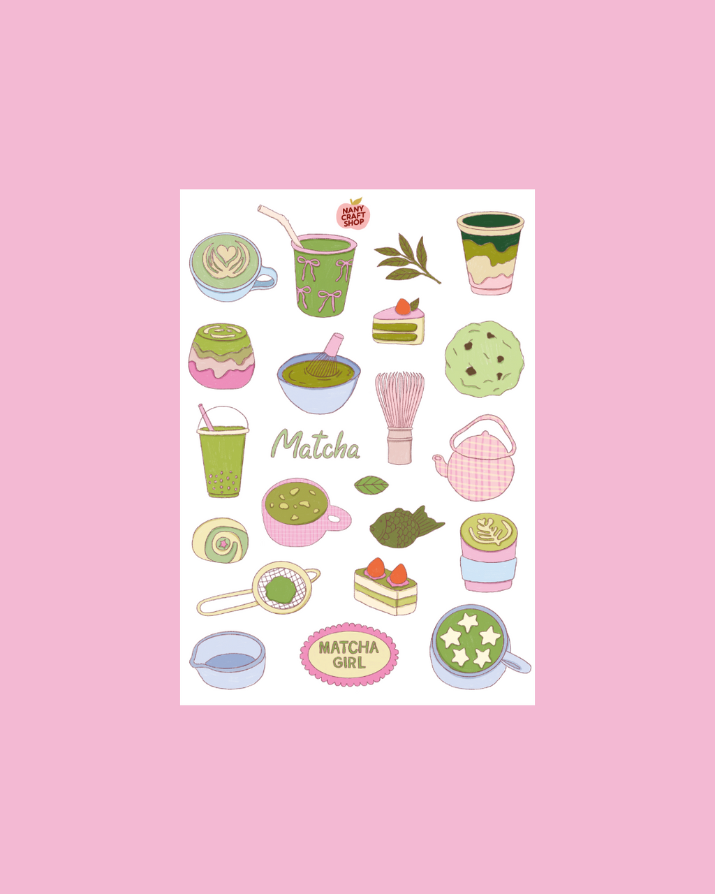 Planche stickers Matcha A5