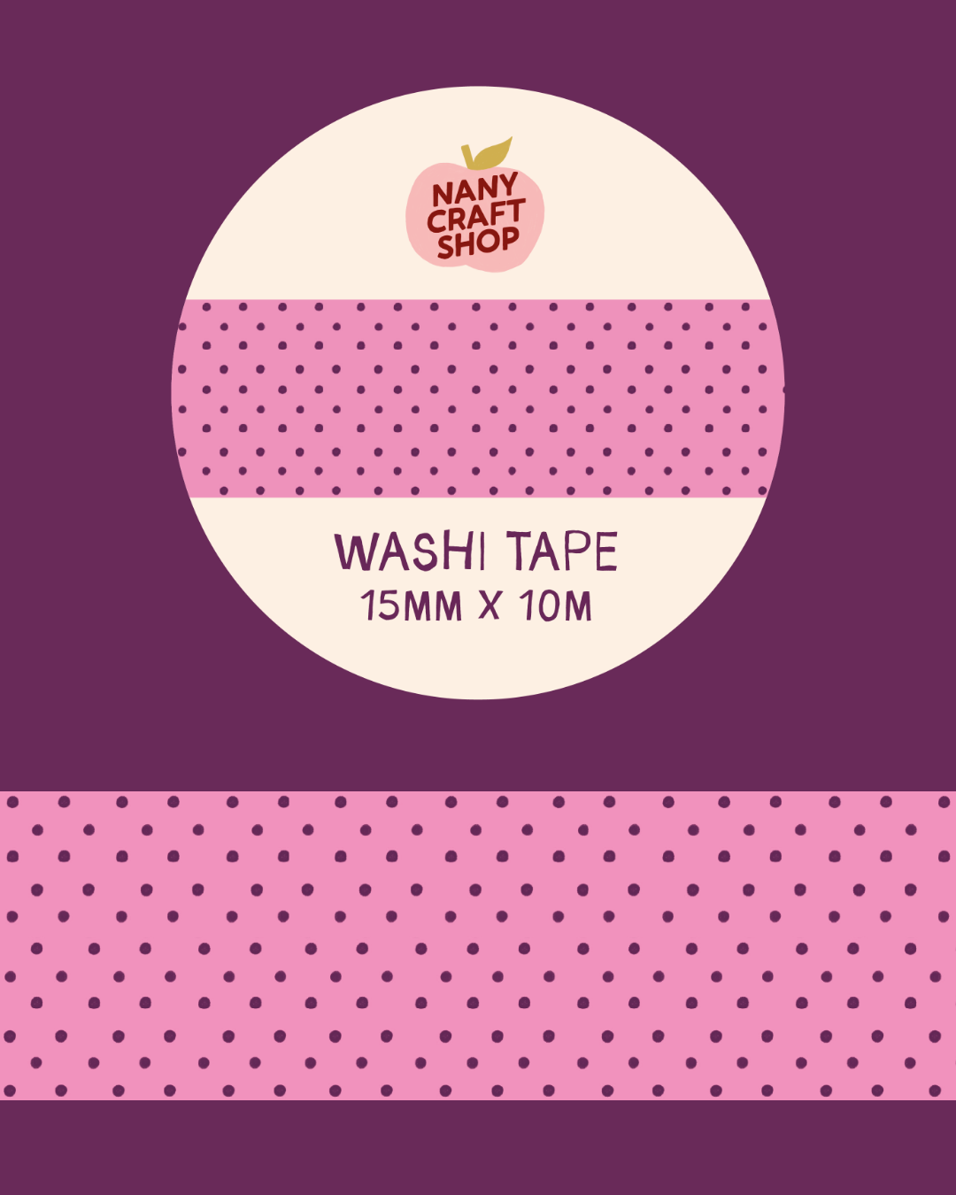 Washi Tape - Polka Dot Rosen et noire