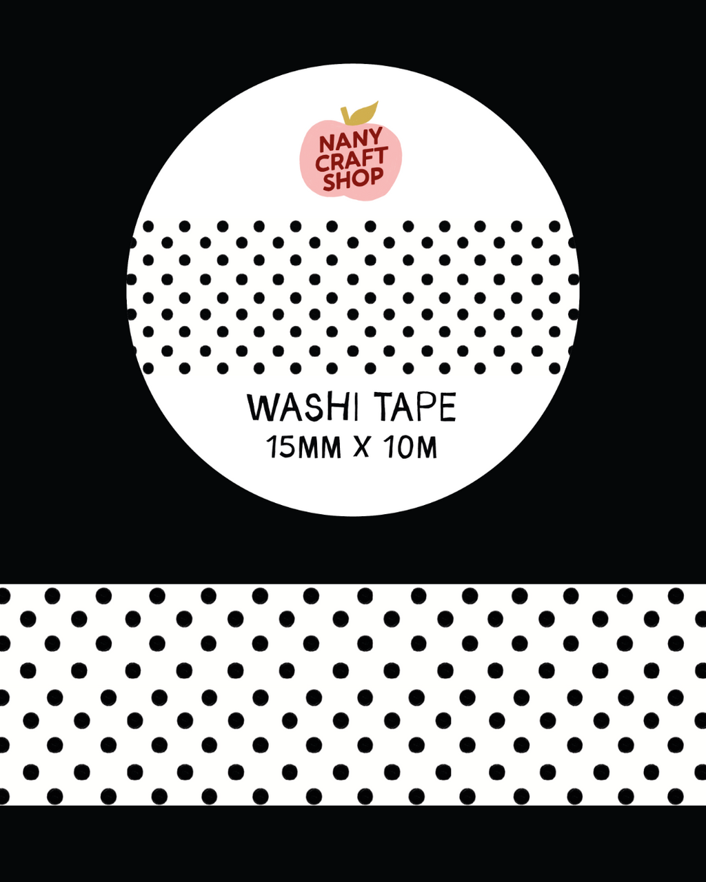 Washi Tape - Polka Dot Noir et Blanc