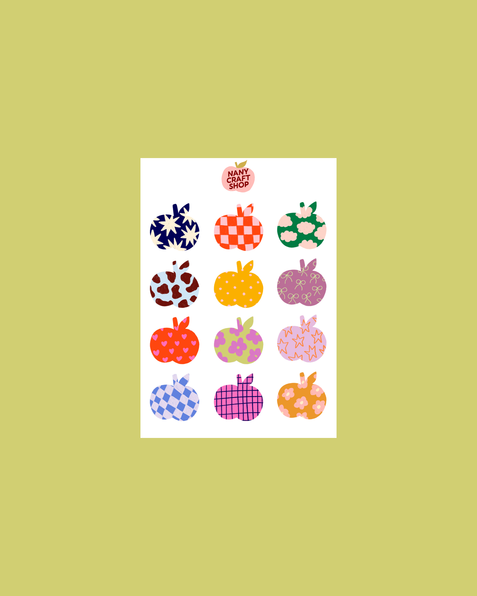 A6 apple pattern sticker sheet