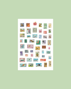 Planche stickers Timbres réalistes A5