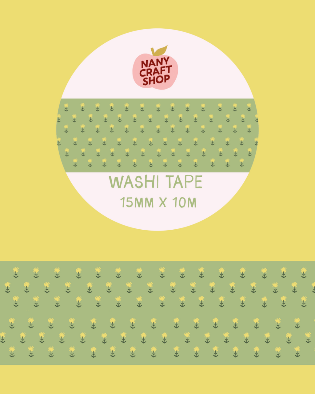 Washi Tape - fleurs jaune