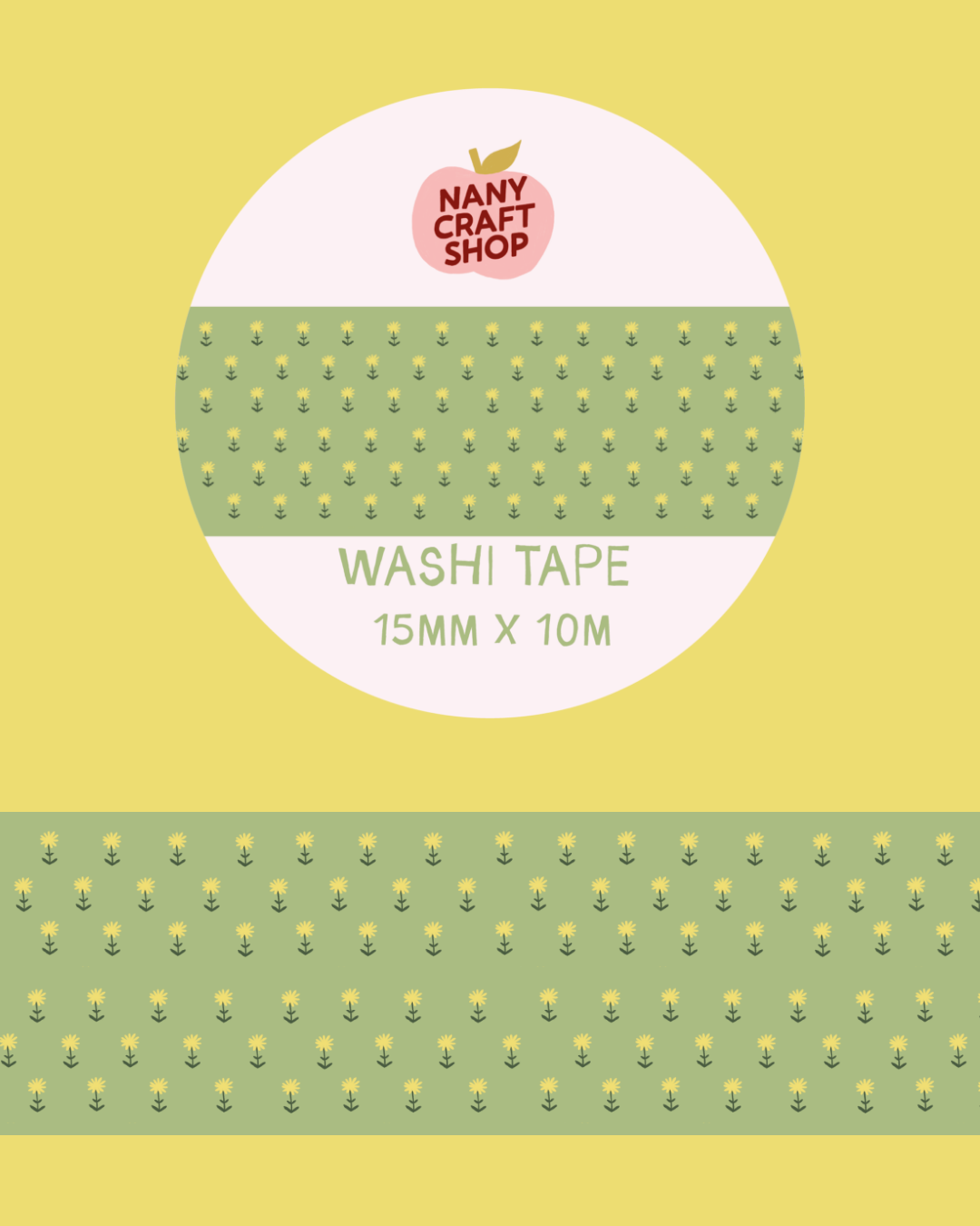 Washi Tape - fleurs jaune