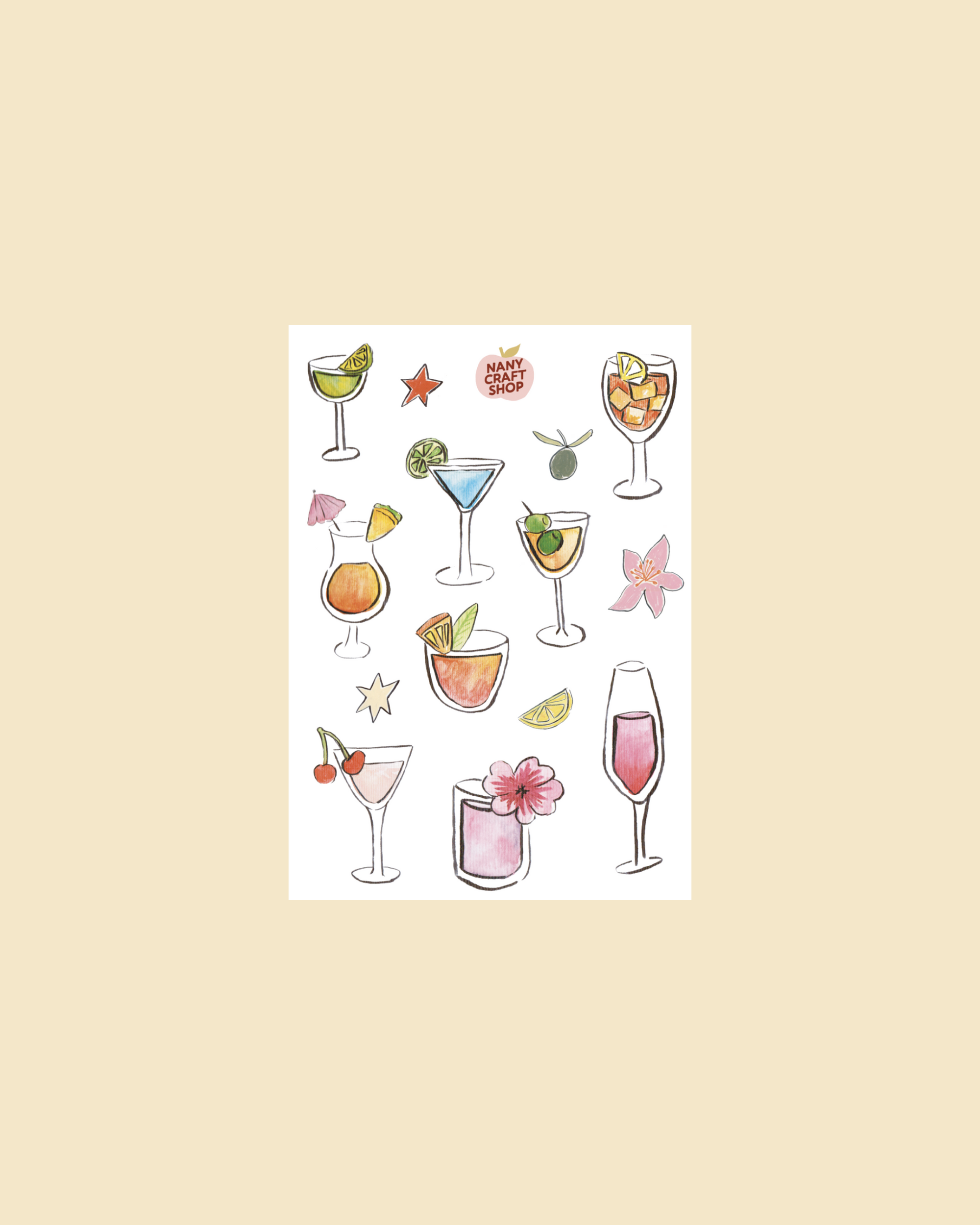 Planche stickers cocktails A6 🍸